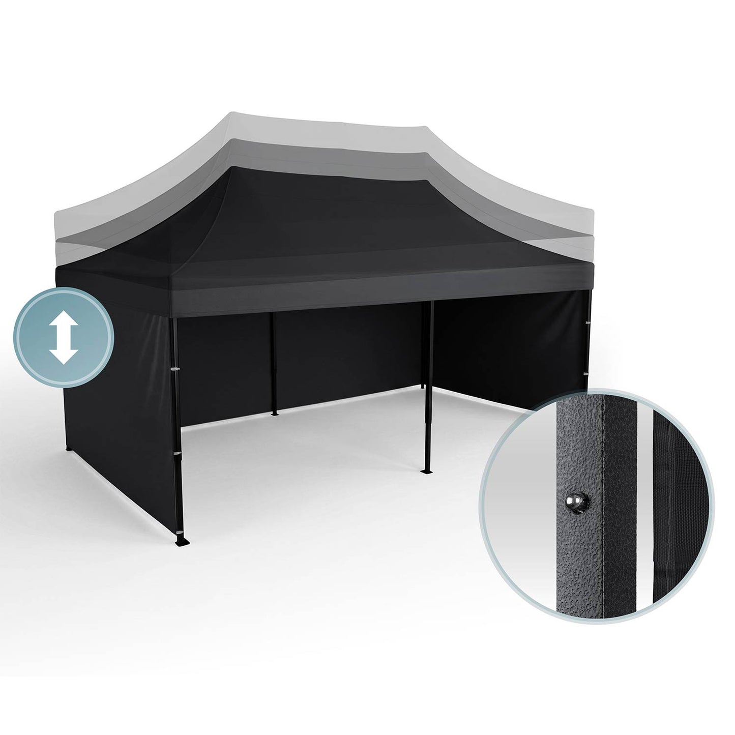 Garden Pavilion 3x6m, Black, 3 Walls, Waterproof