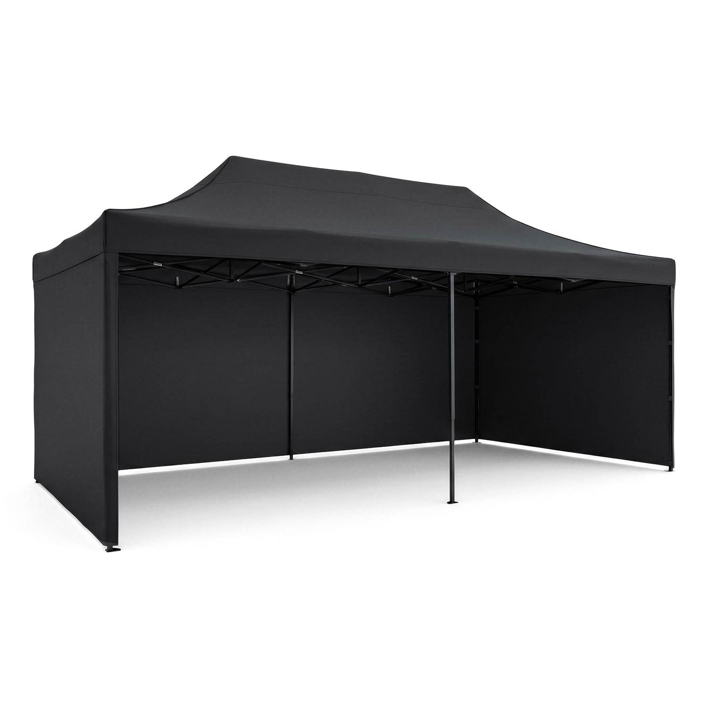 Garden Pavilion 3x6m, Black, 3 Walls, Waterproof