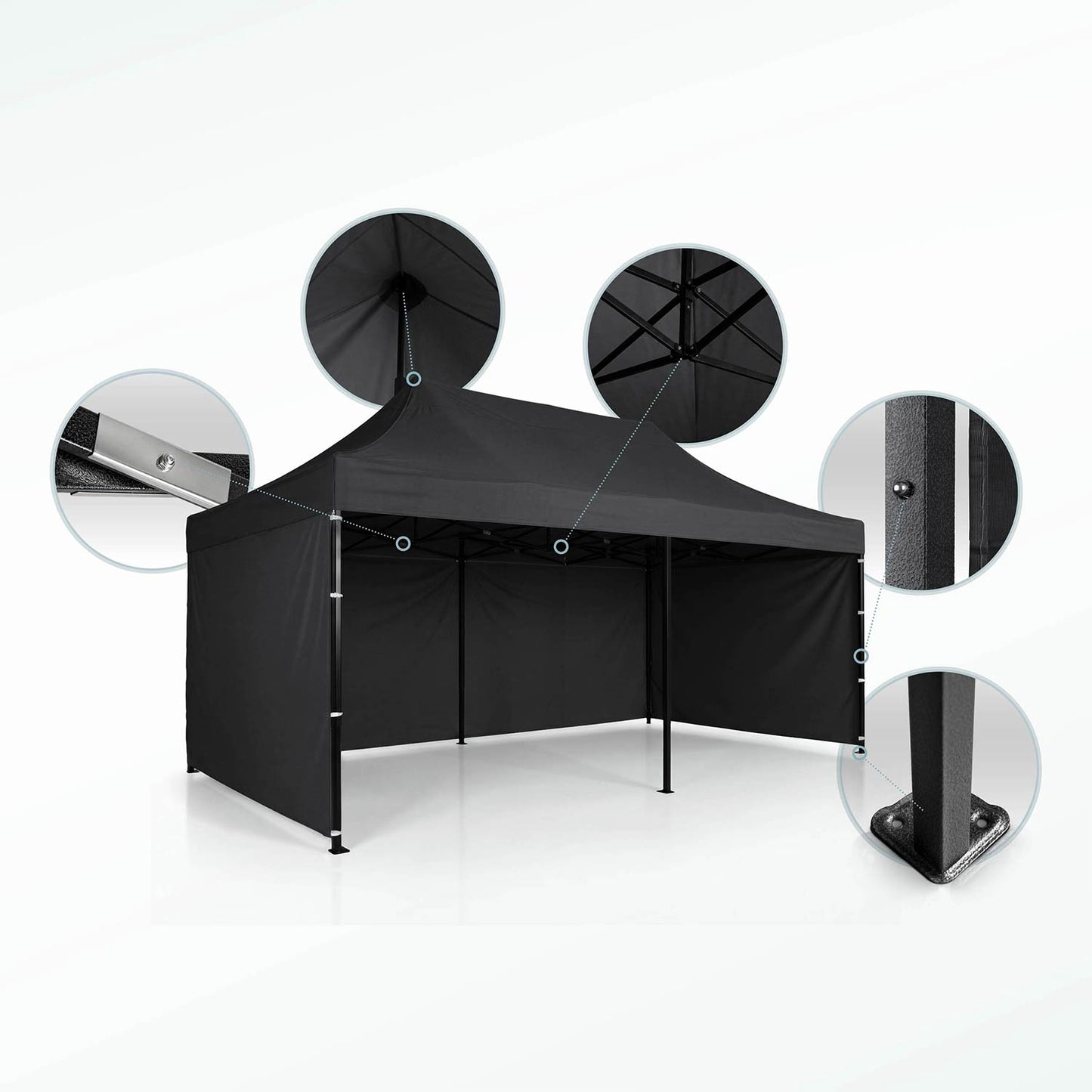 Garden Pavilion 3x6m, Black, 3 Walls, Waterproof