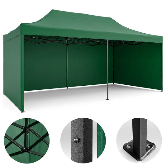 Garden Pavilion 3x6m Green with 3 Walls, Waterproof