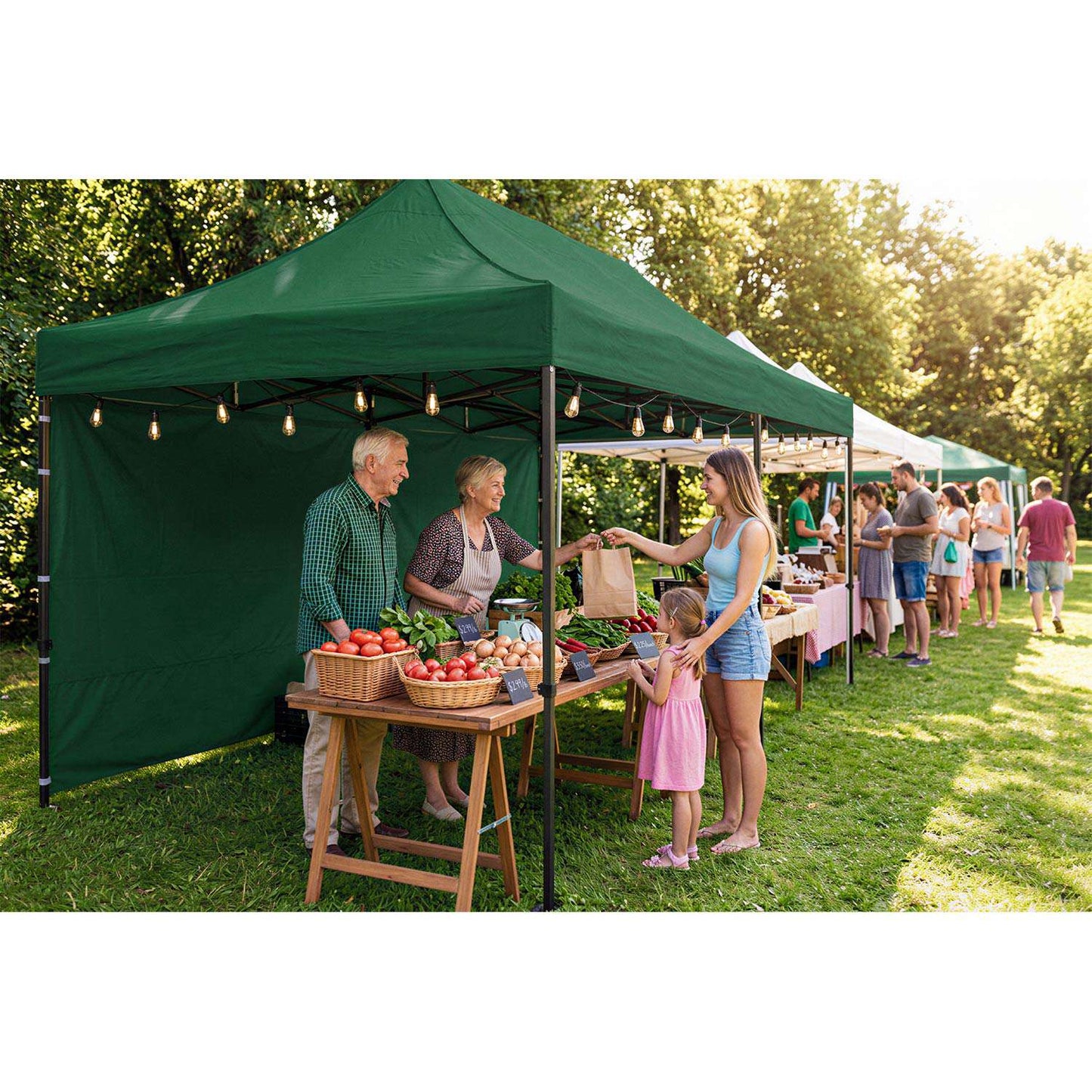 Garden Pavilion 3x6m Green with 3 Walls, Waterproof