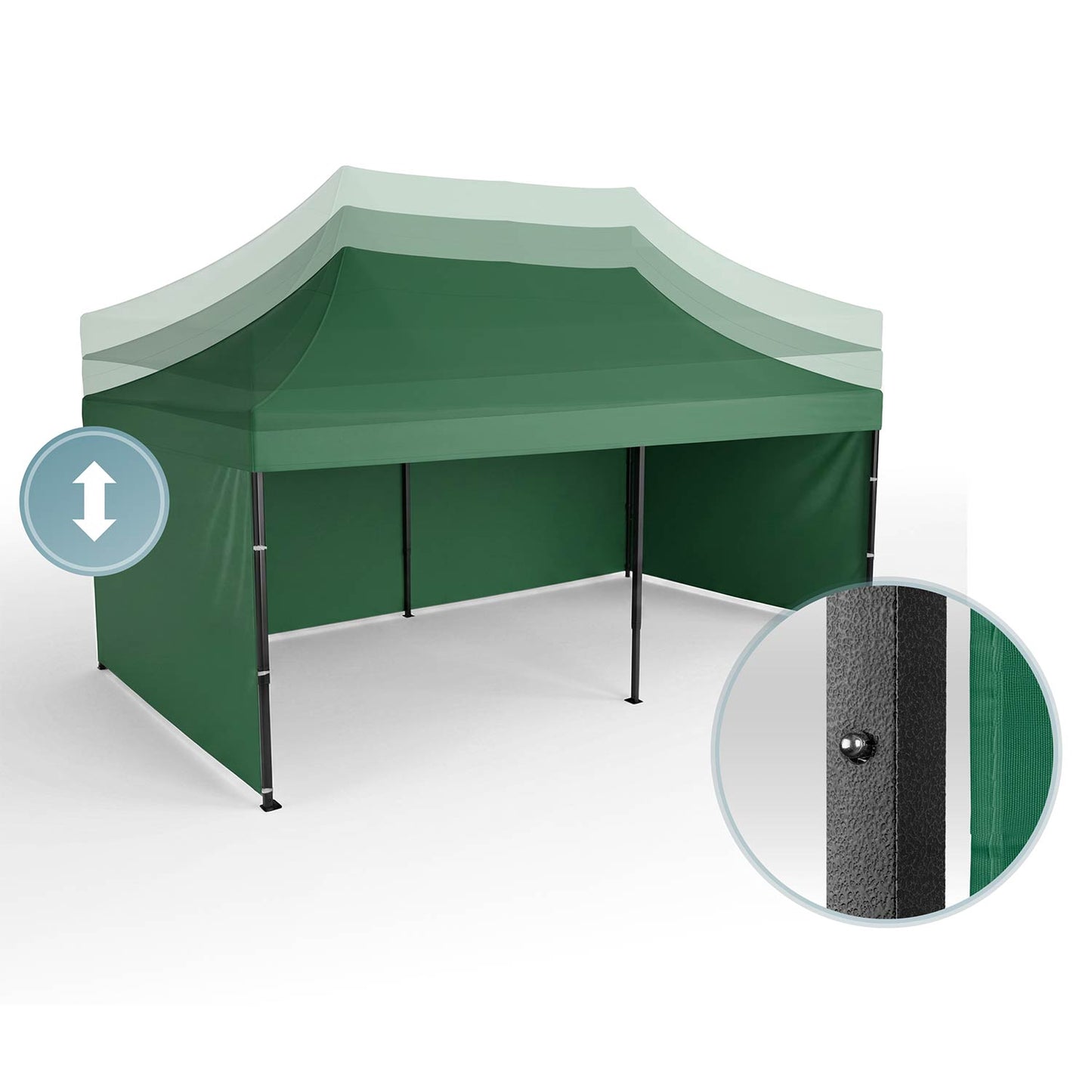 Garden Pavilion 3x6m Green with 3 Walls, Waterproof