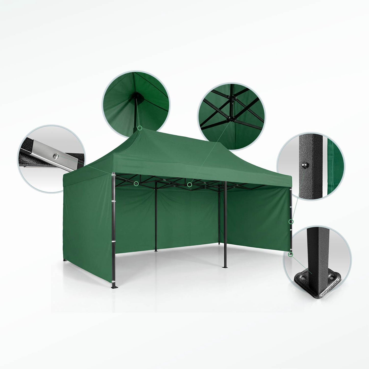 Garden Pavilion 3x6m Green with 3 Walls, Waterproof