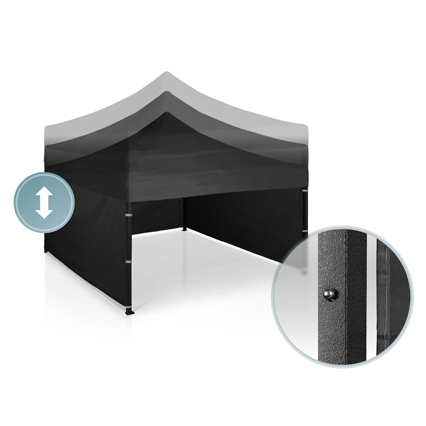 Garden Pavilion Tent, 3x3m, Black, 3 Sides, Waterproof