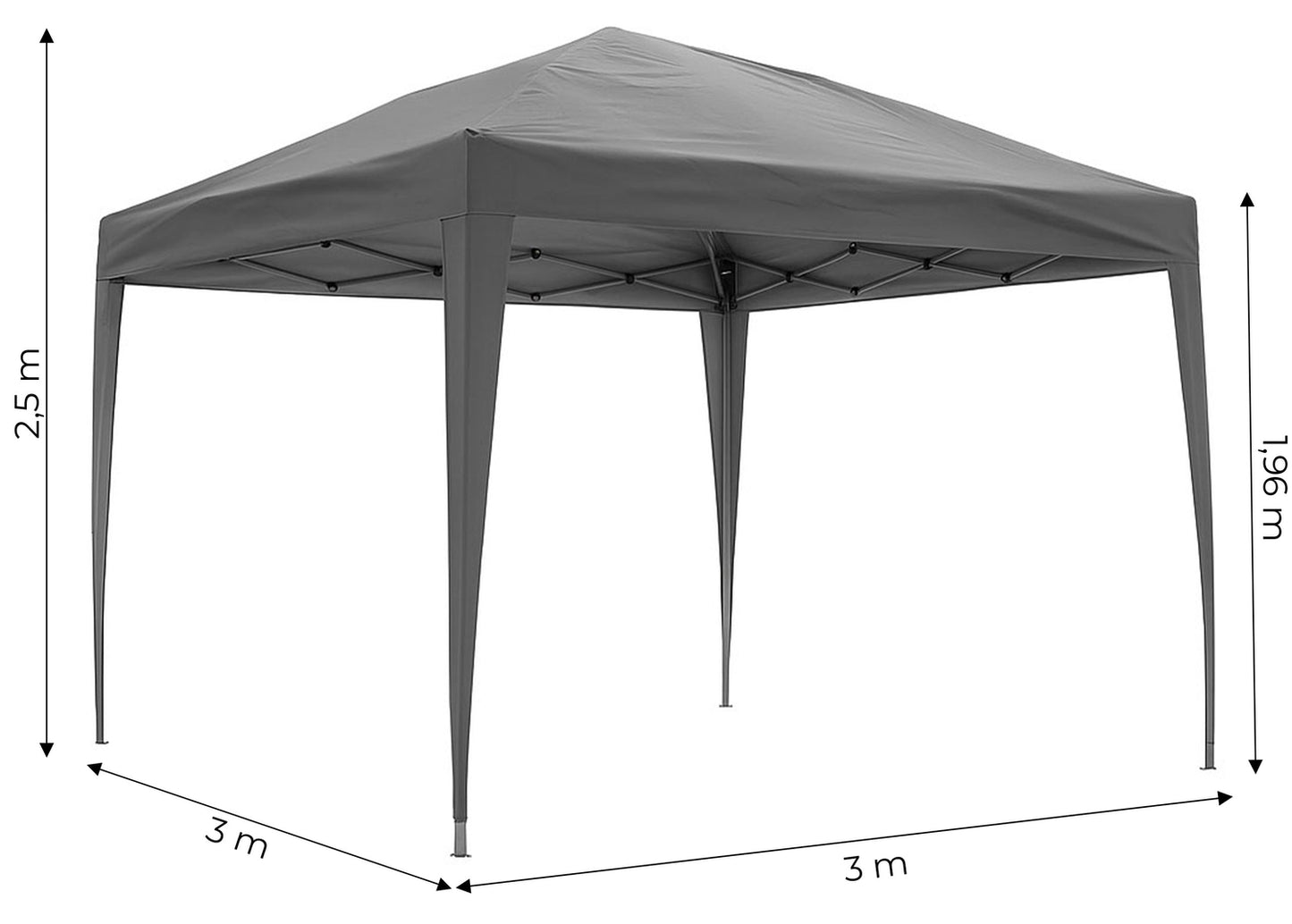 Garden Pavilion Tent 3x3 m Pop-Up Canopy for Garden or Terrace MultiGarden
