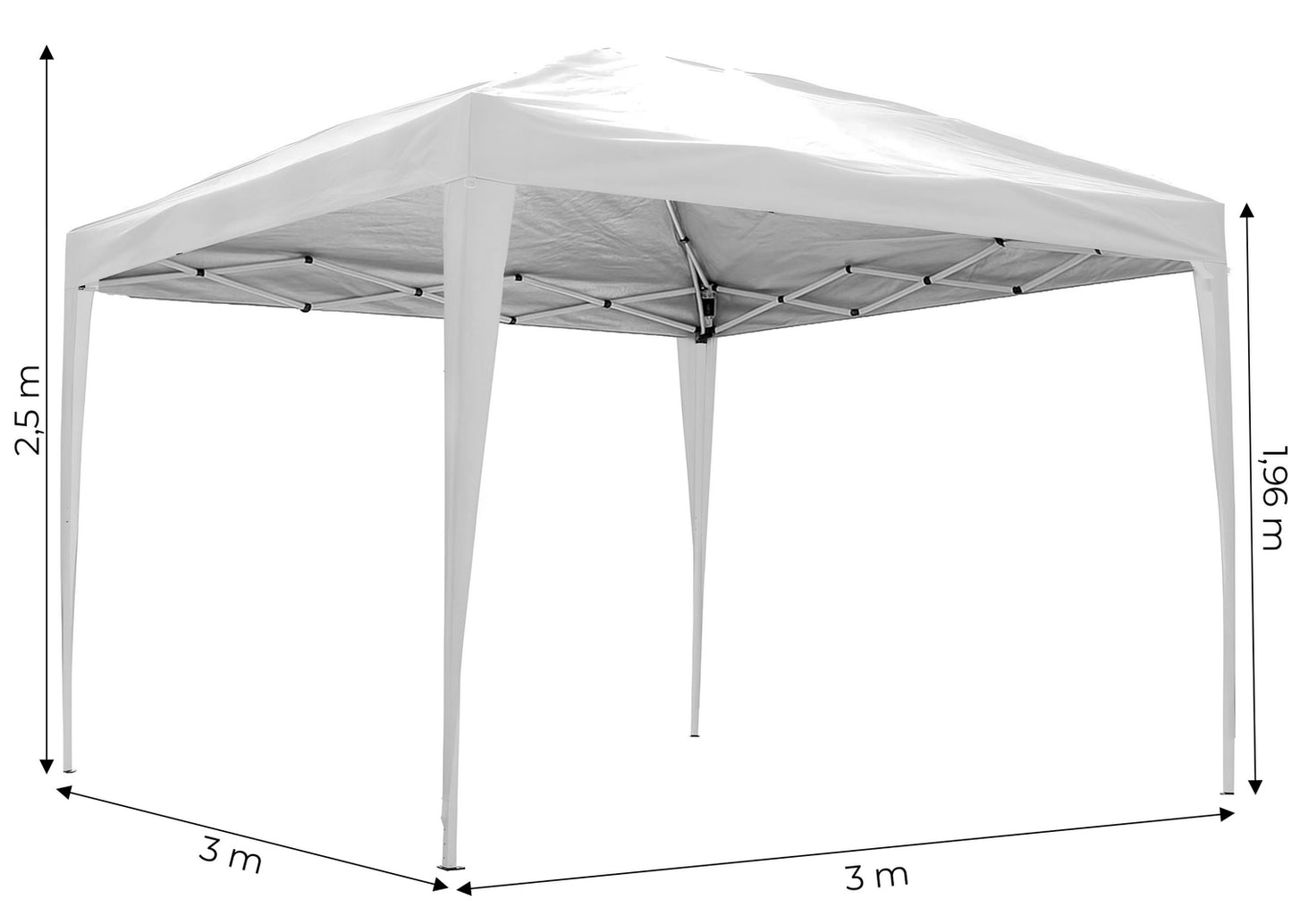 Garden Pavilion Tent 3x3 m Pop-Up Canopy for Garden or Terrace MultiGarden