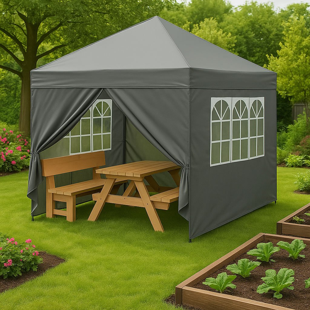 Garden Pavilion Tent 3x3 m Pop-Up with 4 Sidewalls MultiGarden