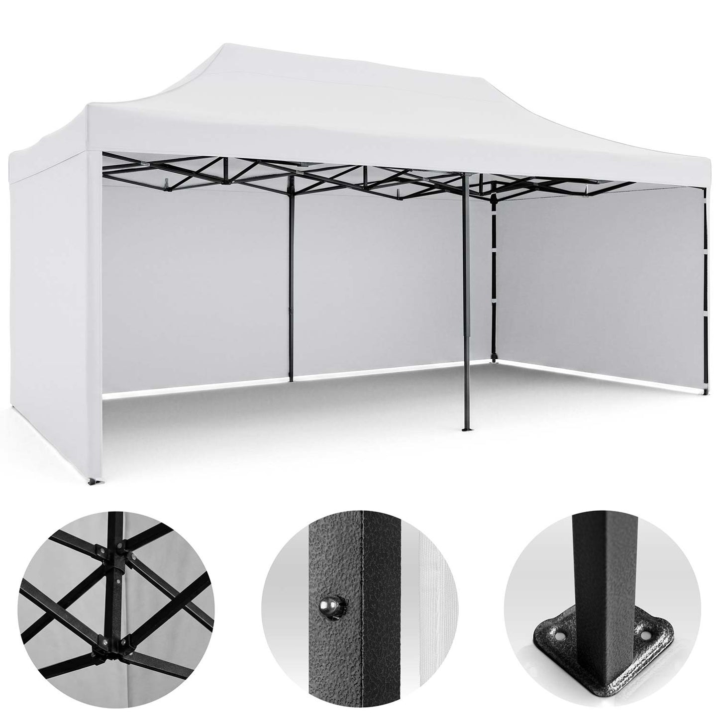 Garden Pavilion Tent 3x6m, White, 3 Walls, Waterproof