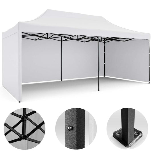 Garden Pavilion Tent 3x6m, White, 3 Walls, Waterproof