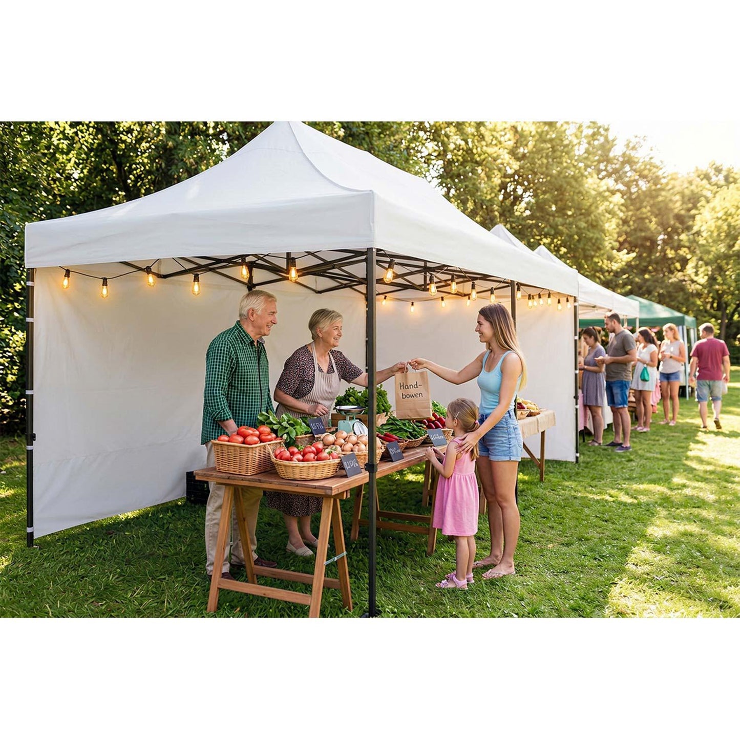 Garden Pavilion Tent 3x6m, White, 3 Walls, Waterproof