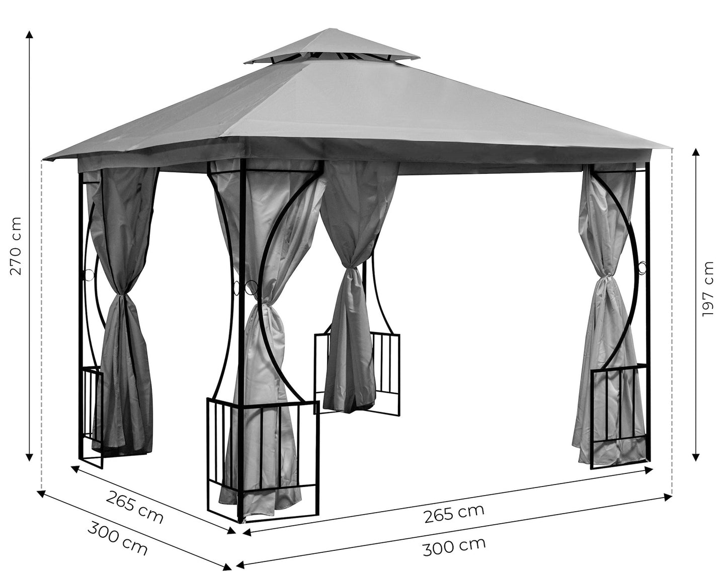 Garden Pavilion Tent Gazebo 3x3 m with 4 Sidewalls MultiGarden