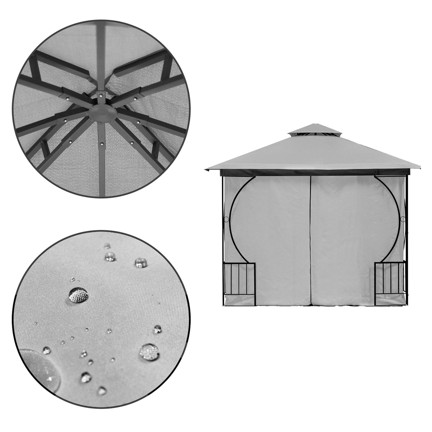 Garden Pavilion Tent Gazebo 3x3 m with 4 Sidewalls MultiGarden