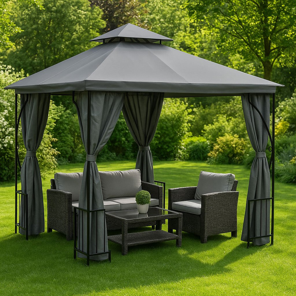 Garden Pavilion Tent Gazebo 3x3 m with 4 Sidewalls MultiGarden