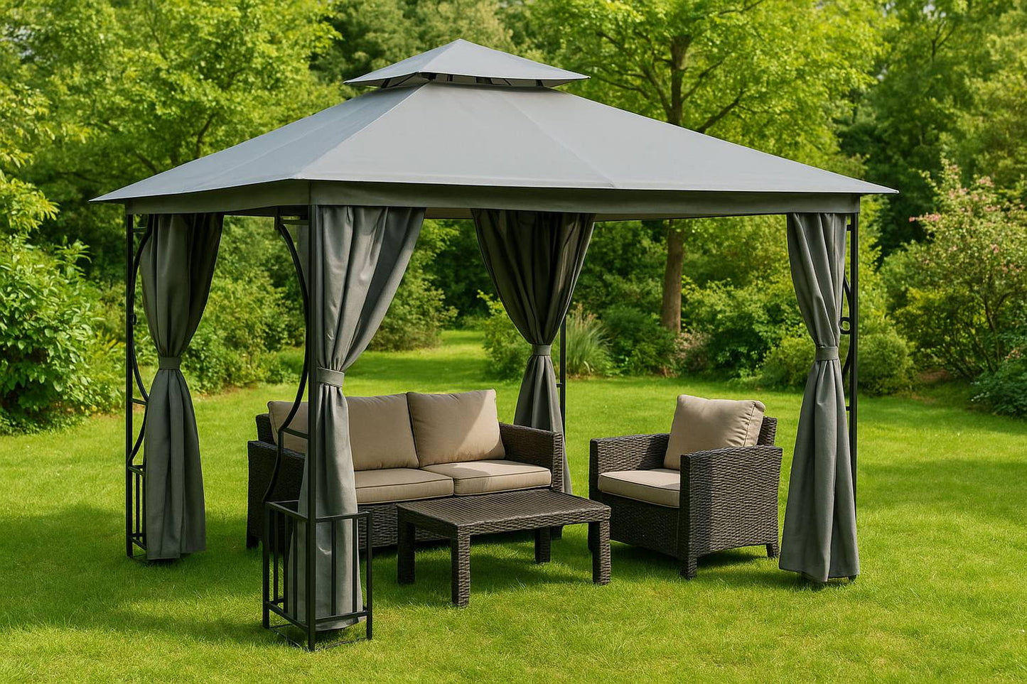 Garden Pavilion Tent Gazebo 3x4 m with Full Sidewalls MultiGarden