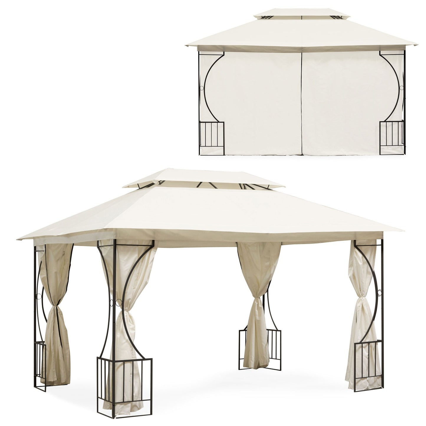 Garden Pavilion Tent Gazebo 3x4 m with Sidewalls Beige MultiGarden