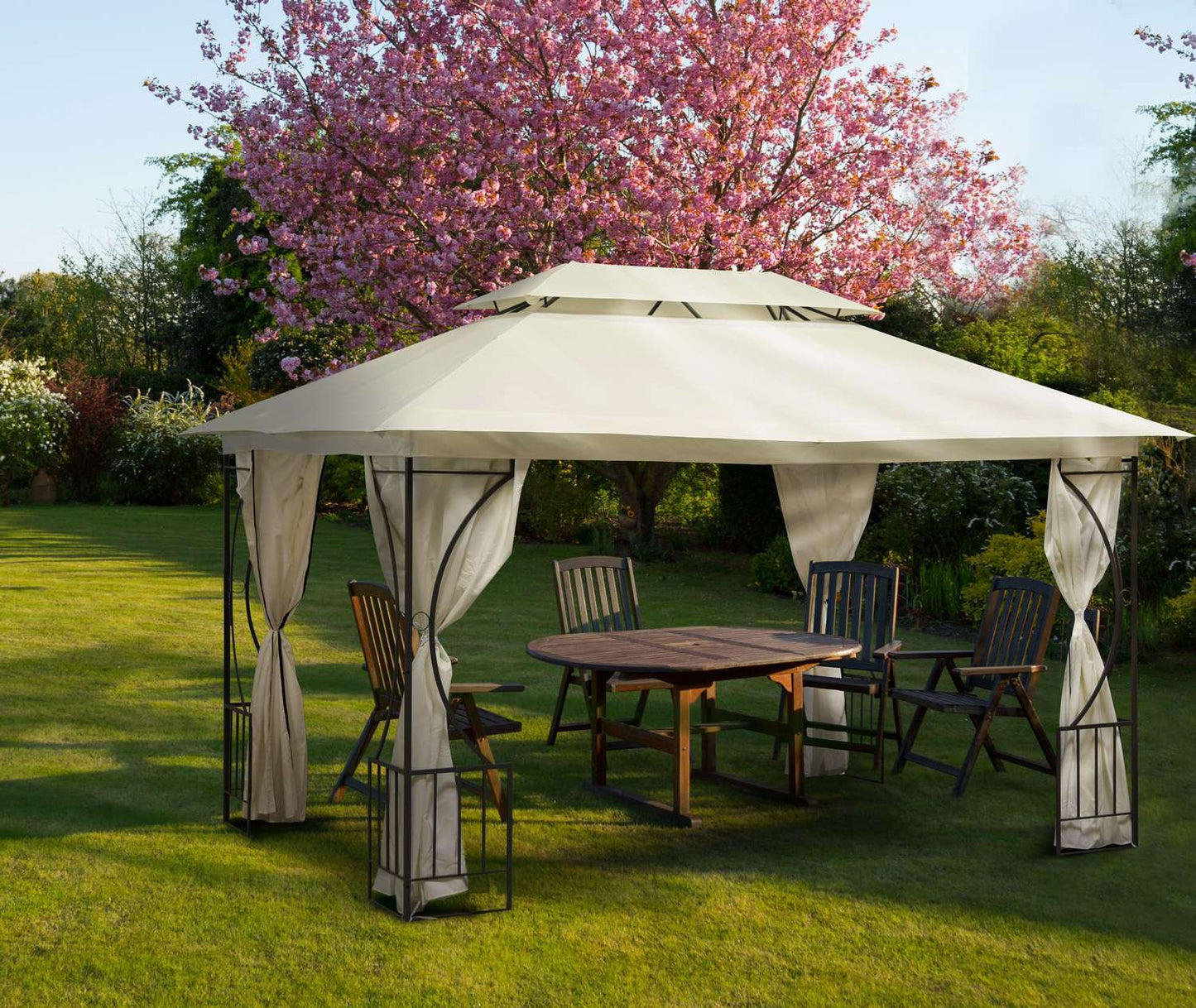 Garden Pavilion Tent Gazebo 3x4 m with Sidewalls Beige MultiGarden