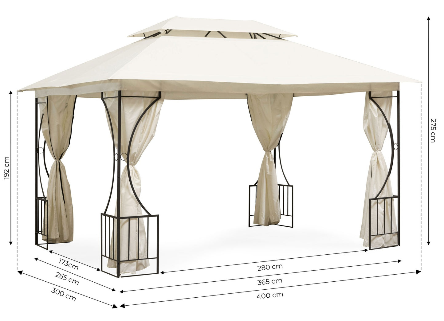 Garden Pavilion Tent Gazebo 3x4 m with Sidewalls Beige MultiGarden
