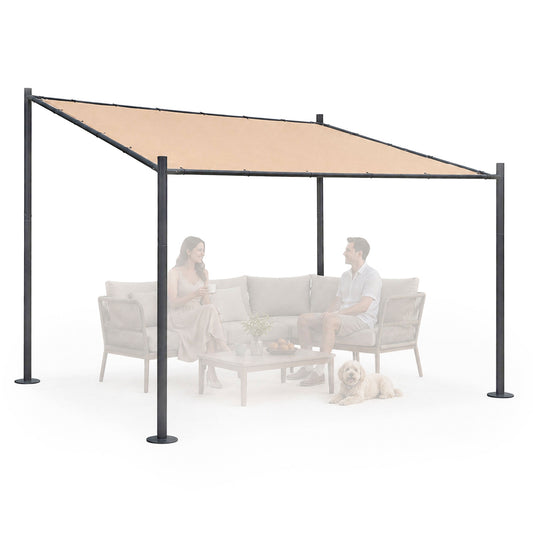 Garden Pergola 3x3m, Steel Frame, Beige Canopy
