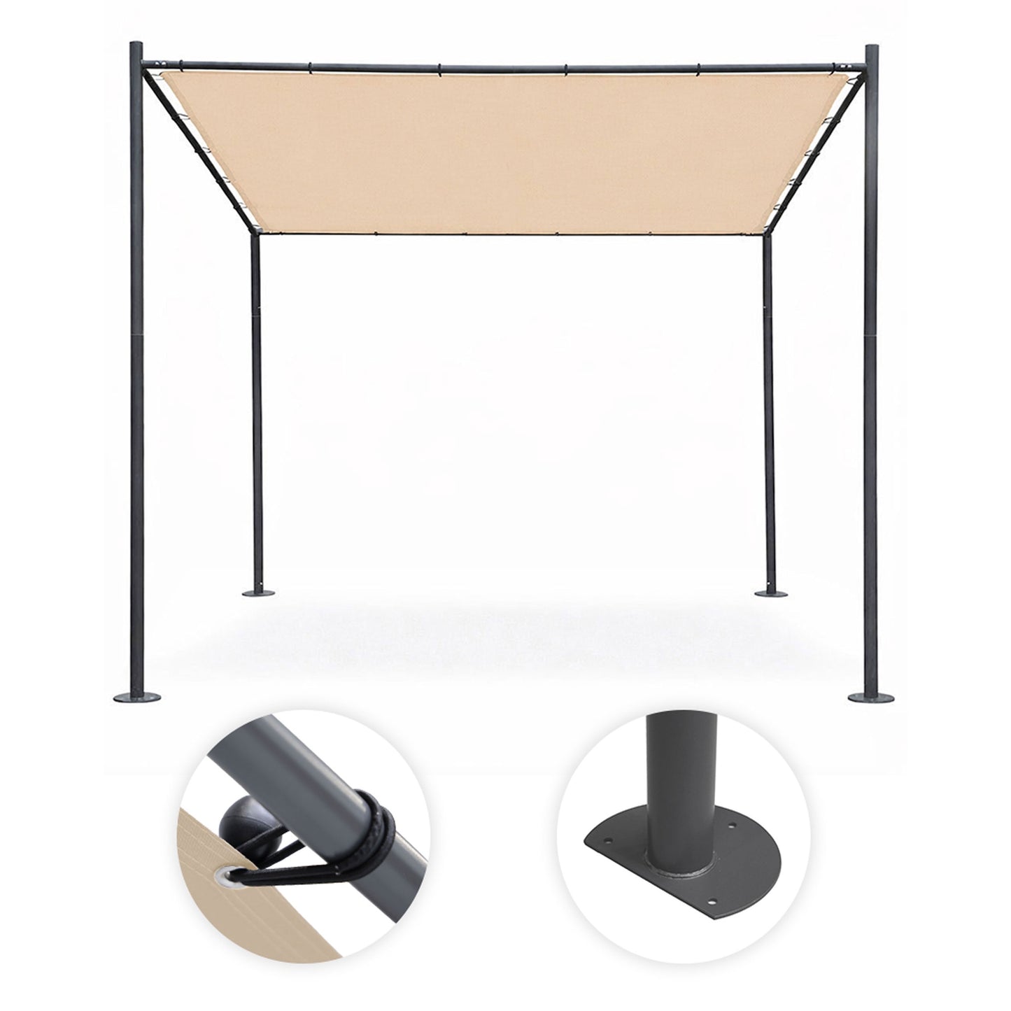 Garden Pergola 3x3m, Steel Frame, Beige Canopy