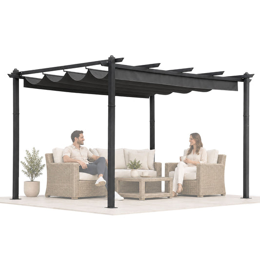 Garden Pergola 3x4m, Steel Frame, Grey Canopy