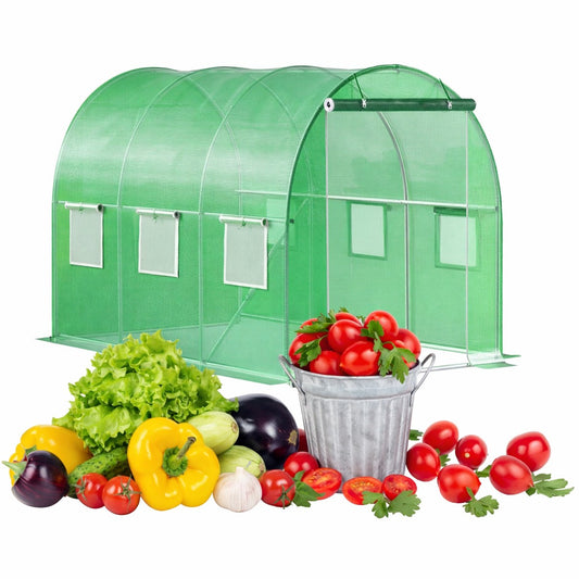 Garden Polytunnel 3x2x2m, Metal Frame, UV-Resistant Cover