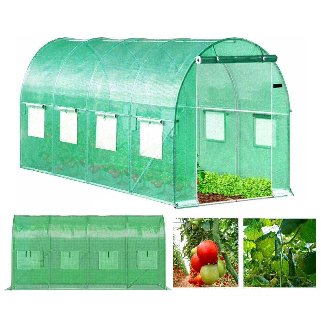 Garden Polytunnel Greenhouse 18m² with UV Cover