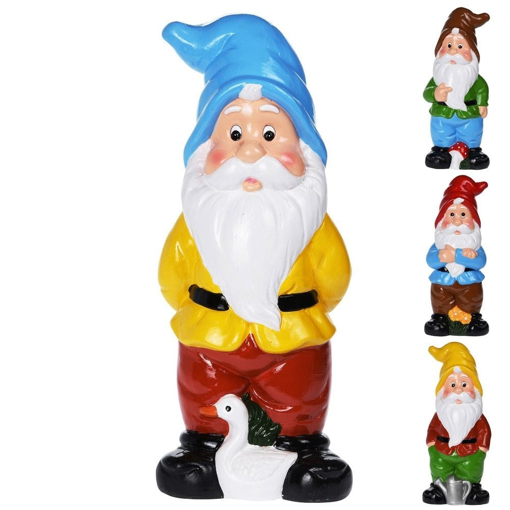 Garden Santa in Ceramic with Blue Hat for Outdoors