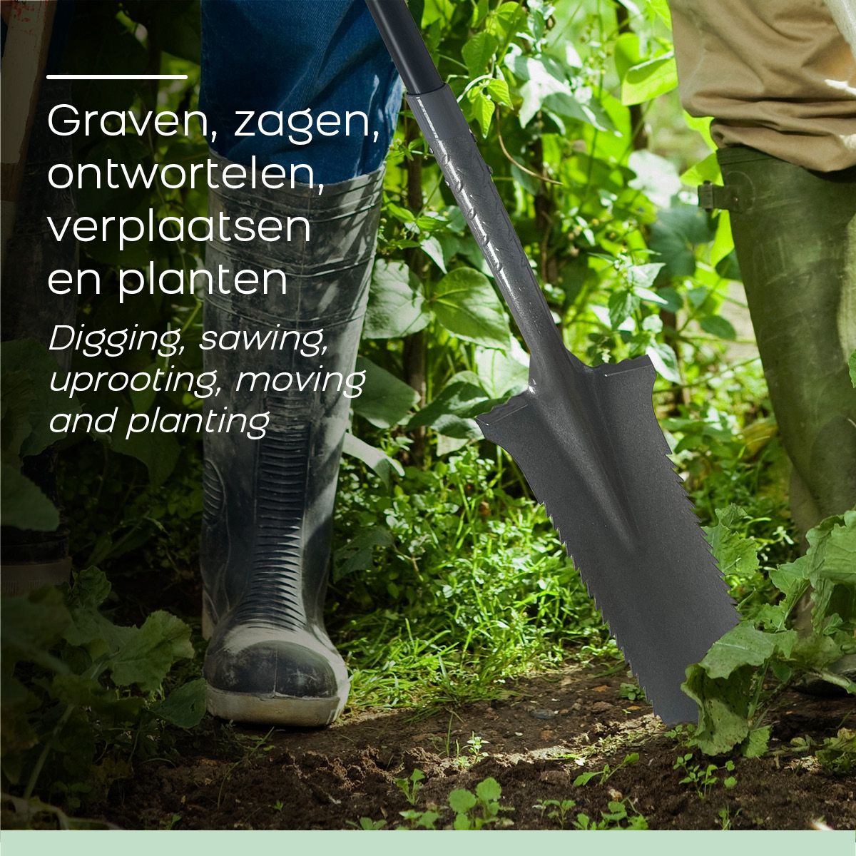 Garden Spade with V-Shaped Blade, Grey