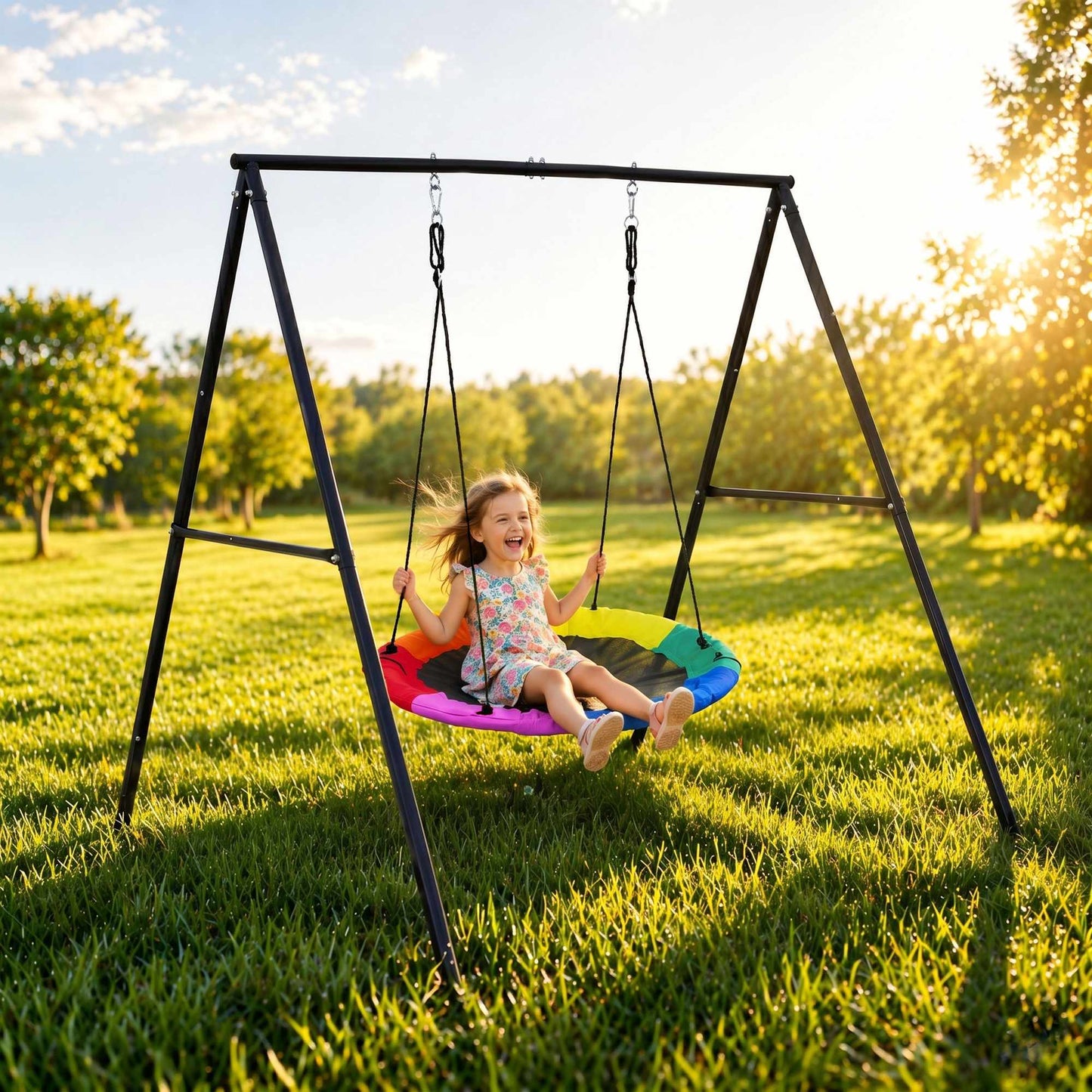 Garden Stork Nest Swing, 100 cm, Steel Frame