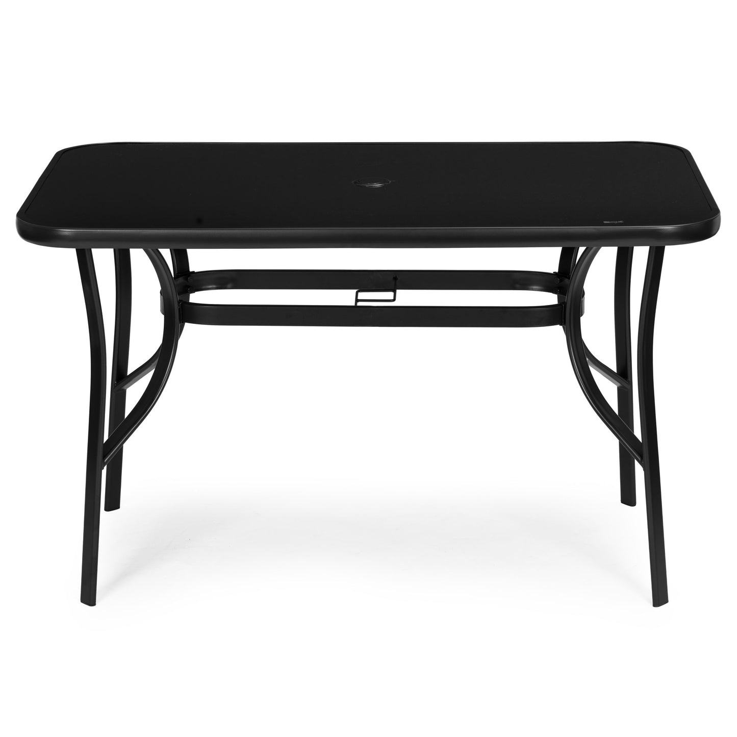 Garden Table 120x70 cm, Tempered Glass, Parasol Hole