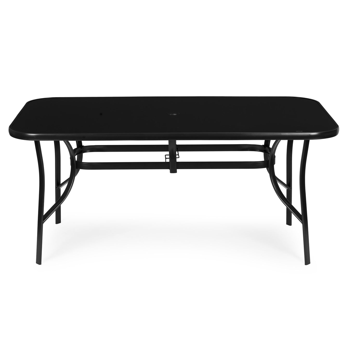 Garden Table 160x90 cm, Tempered Glass, Black
