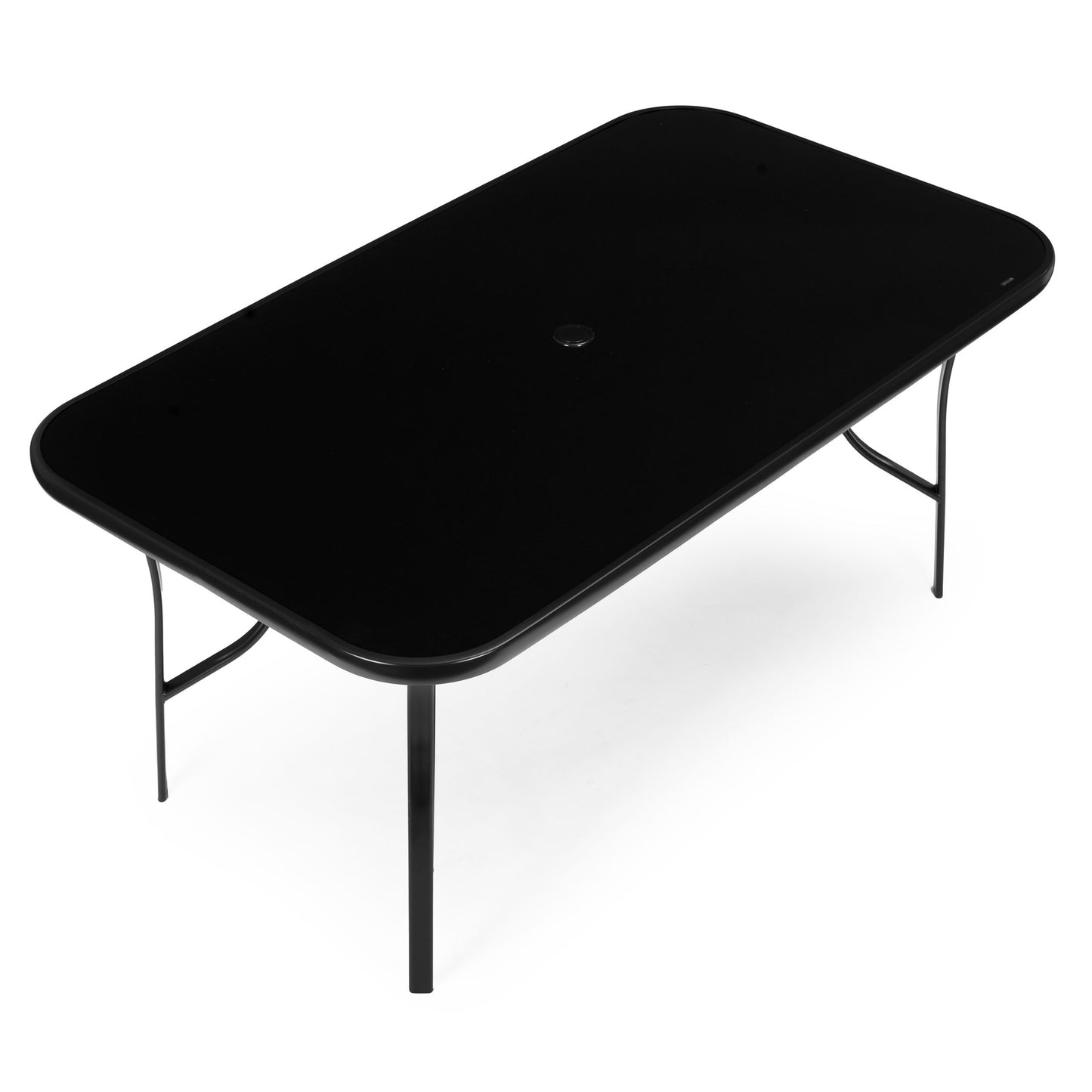 Garden Table 160x90 cm, Tempered Glass, Black