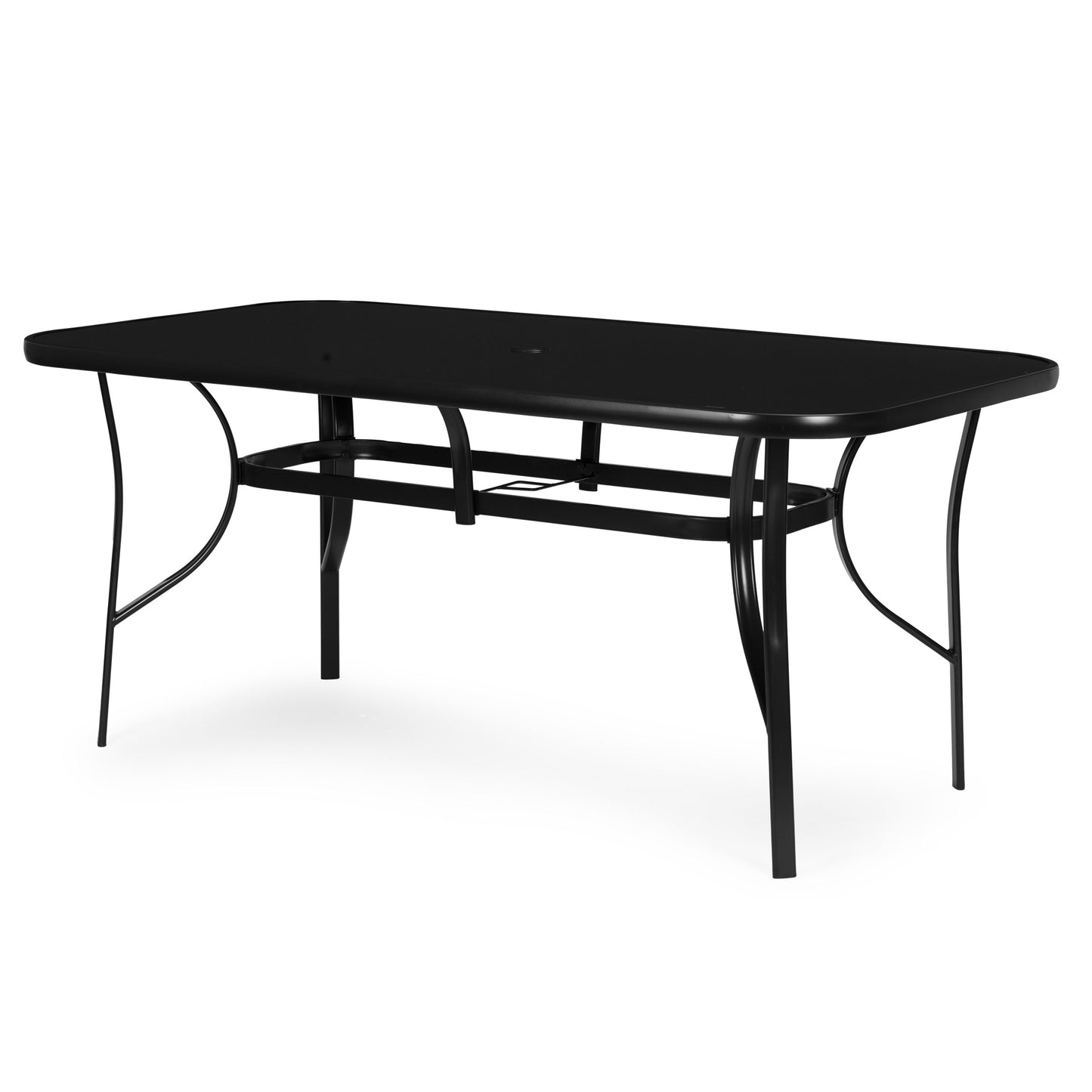 Garden Table 160x90 cm, Tempered Glass, Black