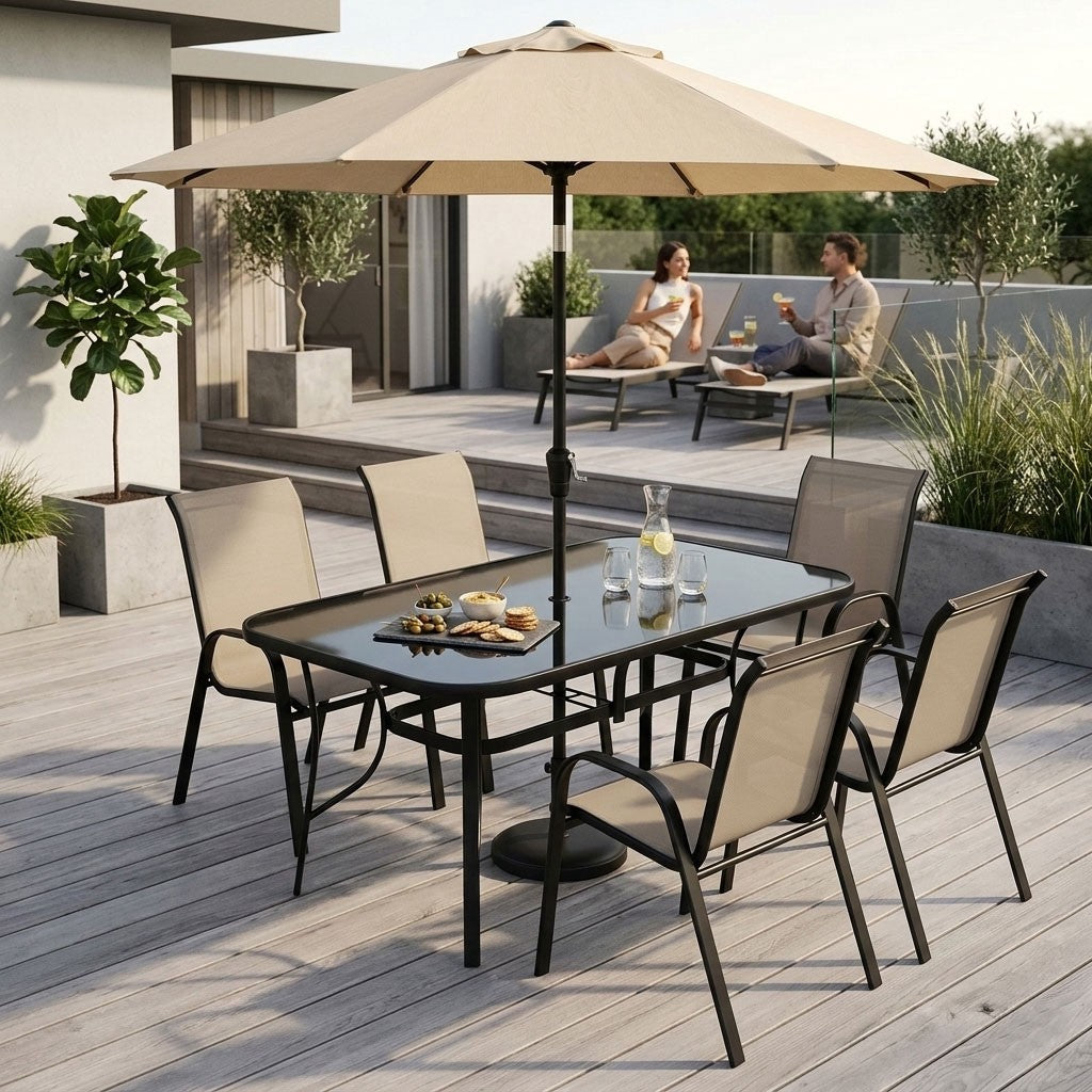Garden Table 160x90 cm, Tempered Glass, Black