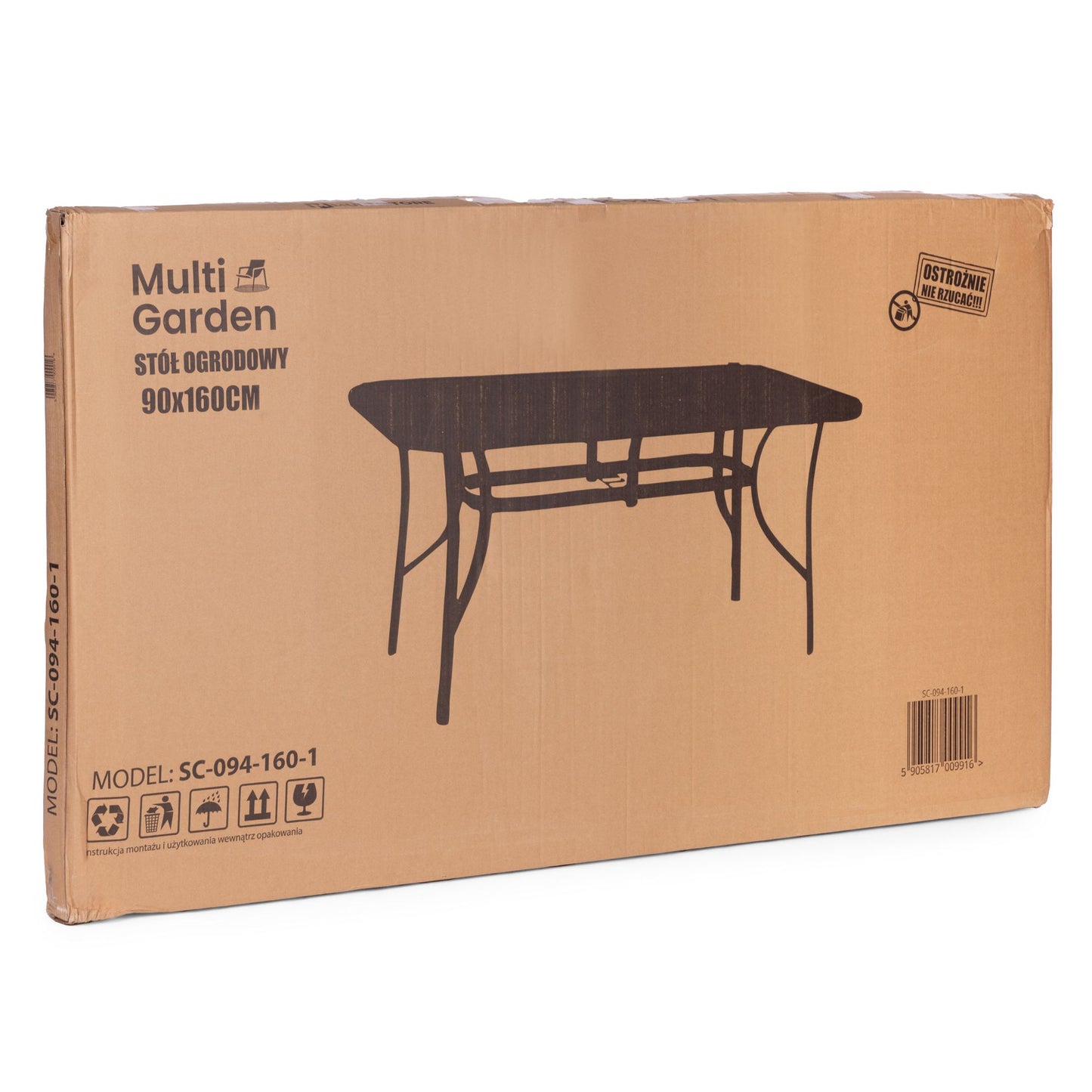 Garden Table 160x90 cm, Tempered Glass, Black