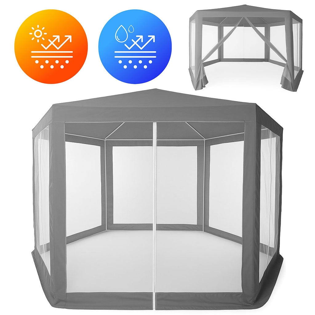 Garden Trade Pavilion Tent 2x2x2 m with Mosquito Net Grey MultiGarden