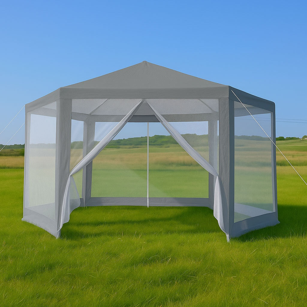 Garden Trade Pavilion Tent 2x2x2 m with Mosquito Net Grey MultiGarden