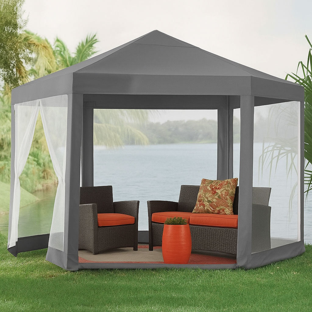 Garden Trade Pavilion Tent 2x2x2 m with Mosquito Net Grey MultiGarden
