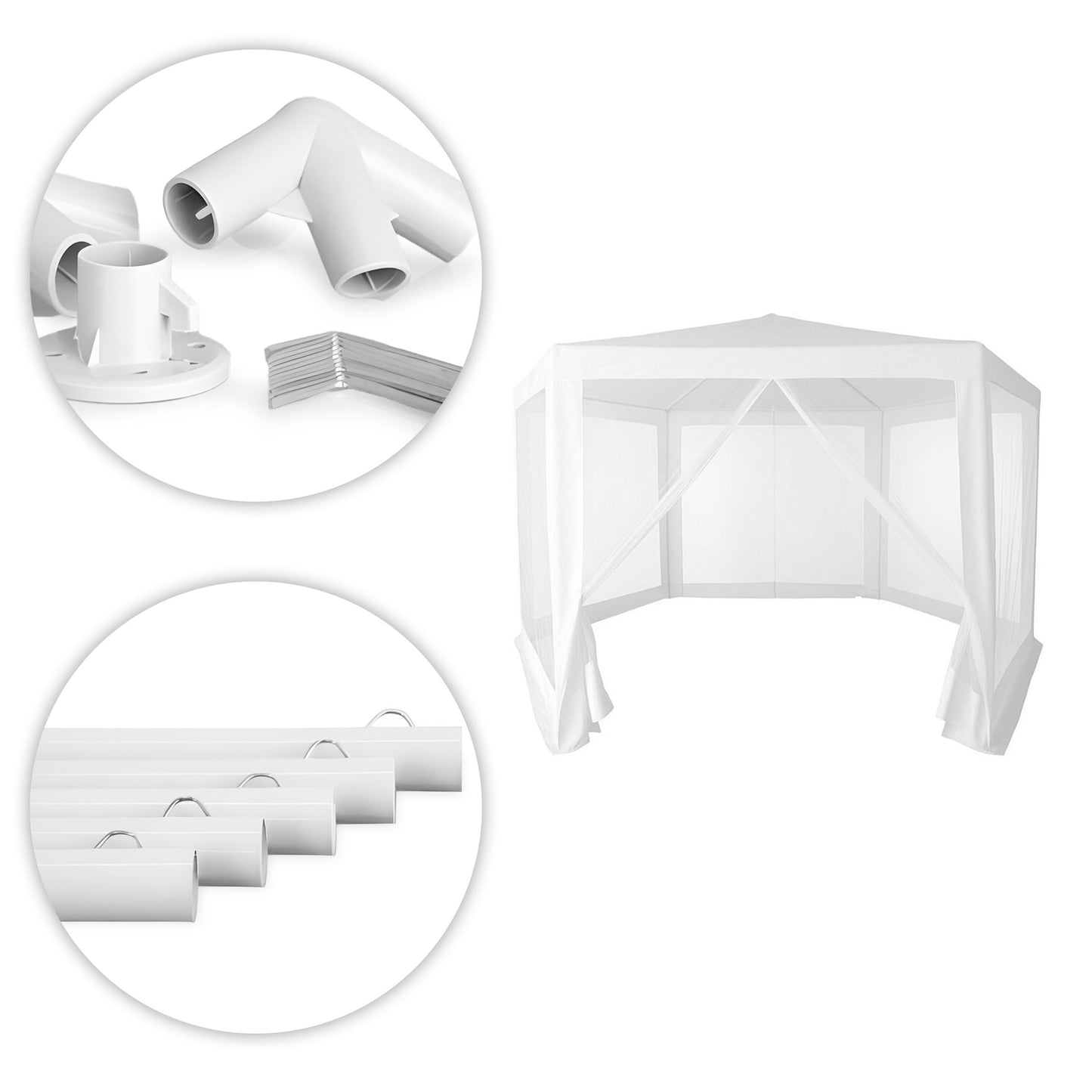 Garden Trade Pavilion Tent 2x2x2 m with Mosquito Net White MultiGarden
