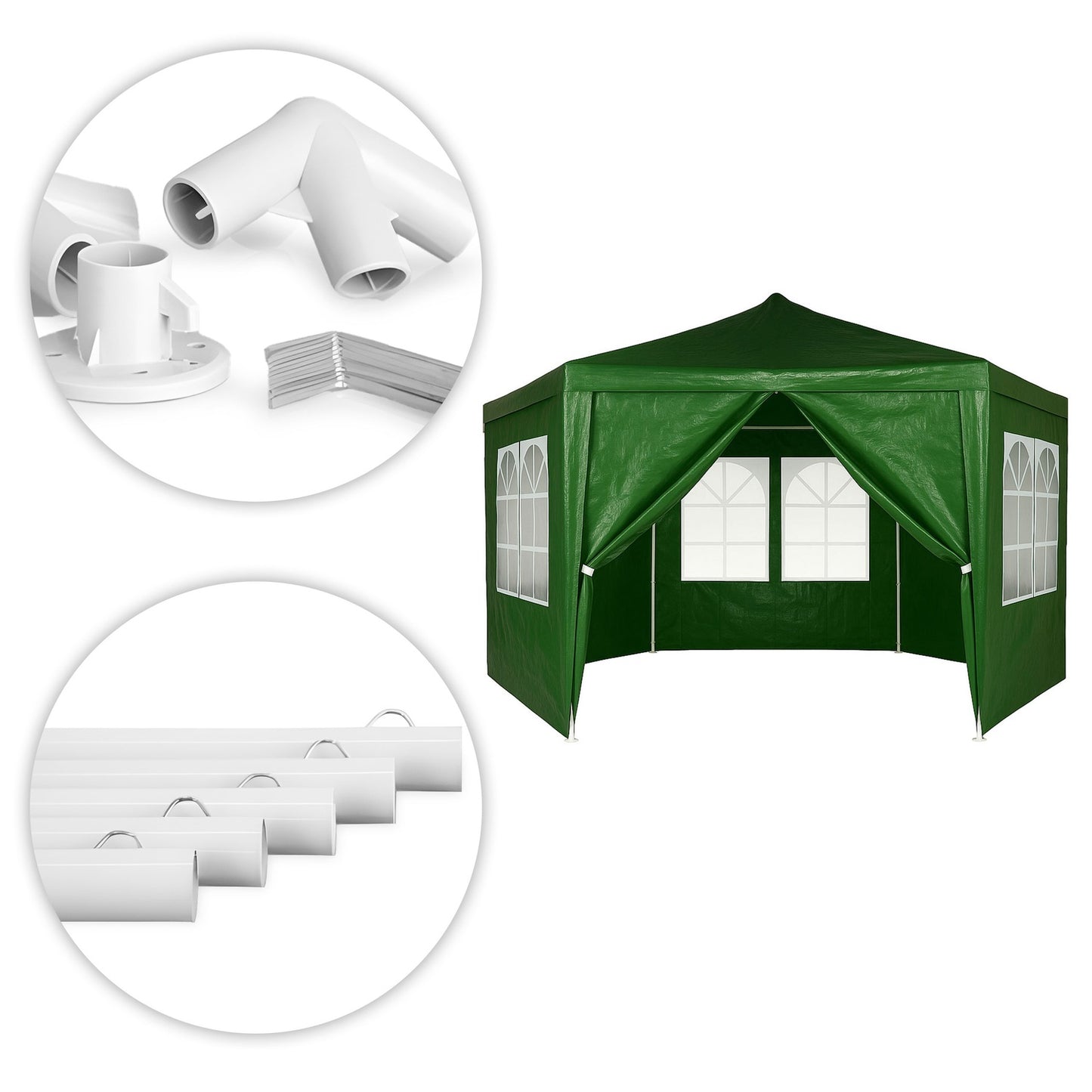 Garden Trade Pavilion Tent 2x2x2 m with Windows Green MultiGarden