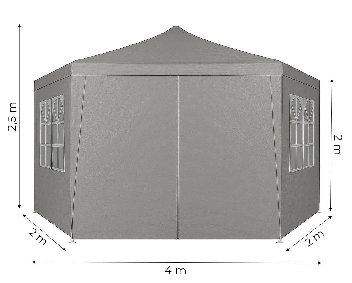 Garden Trade Pavilion Tent 2x2x2 m with Windows Grey MultiGarden