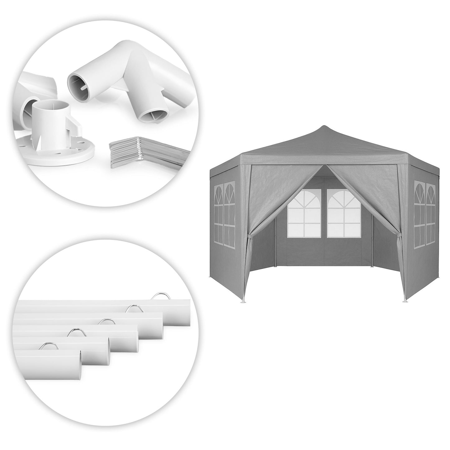 Garden Trade Pavilion Tent 2x2x2 m with Windows Grey MultiGarden