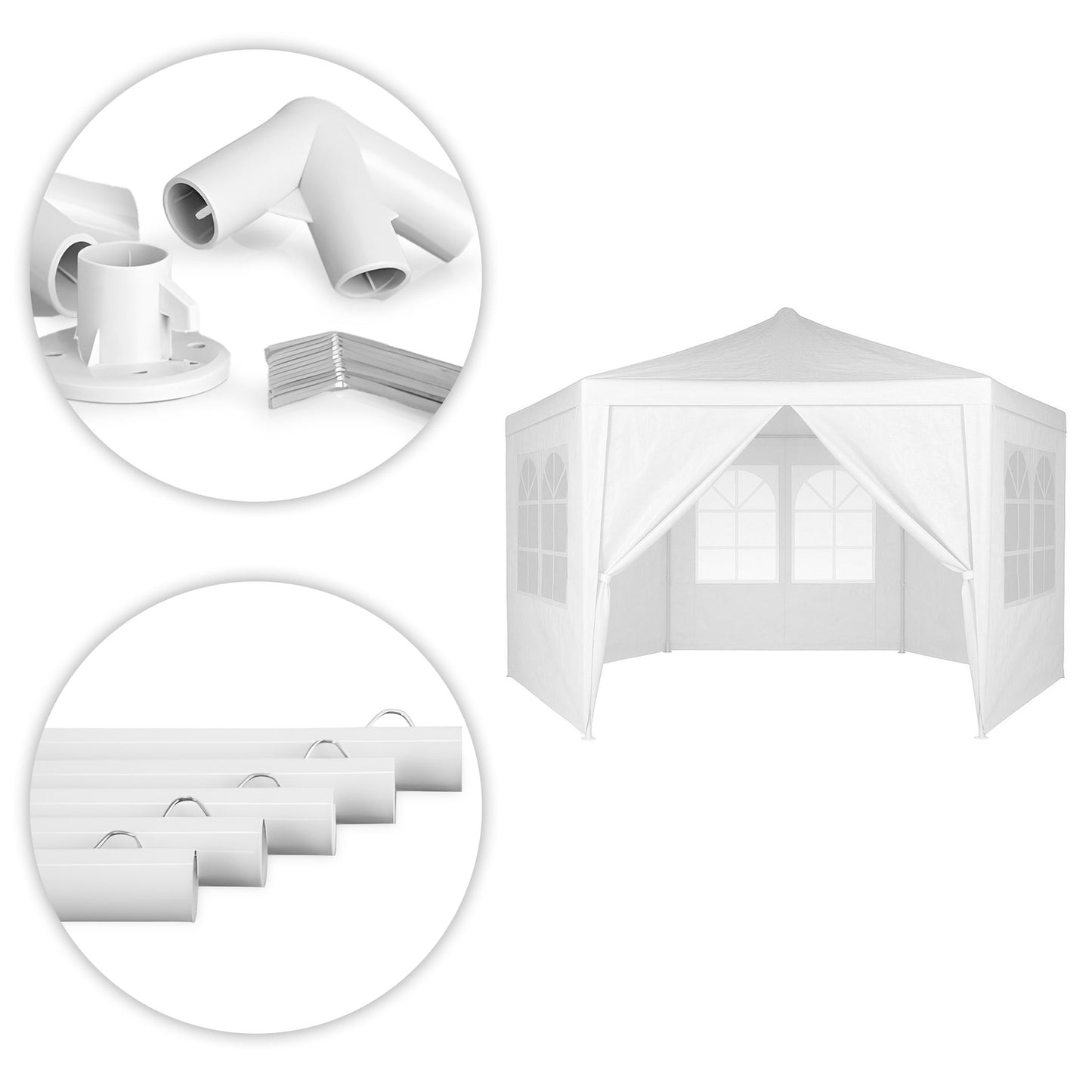 Garden Trade Pavilion Tent 2x2x2 m with Windows White MultiGarden