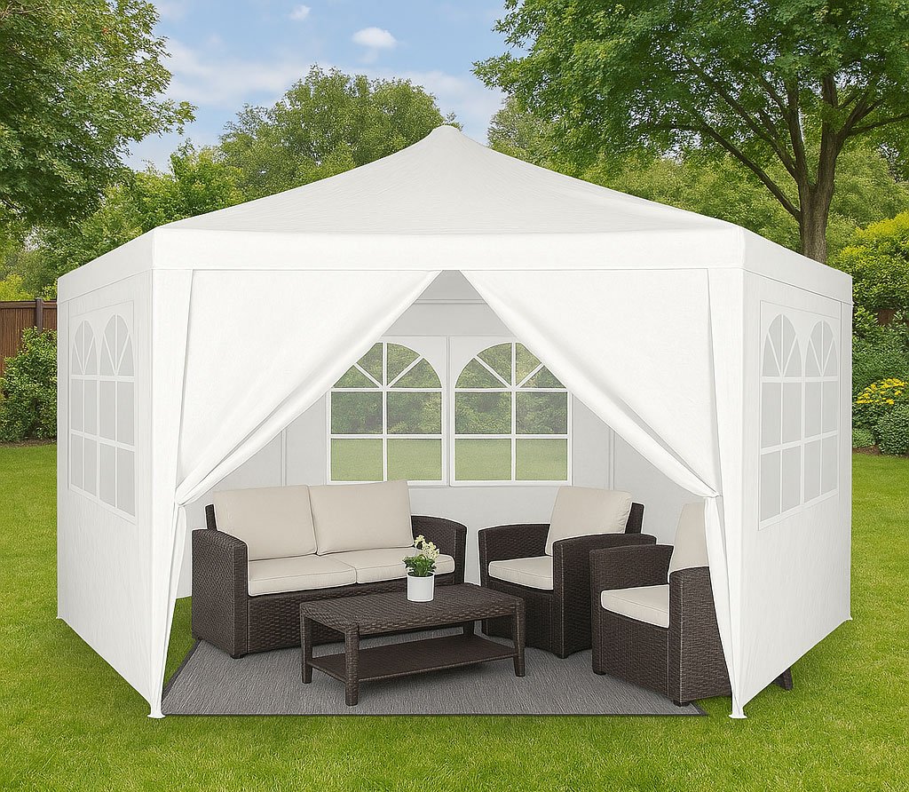 Garden Trade Pavilion Tent 2x2x2 m with Windows White MultiGarden