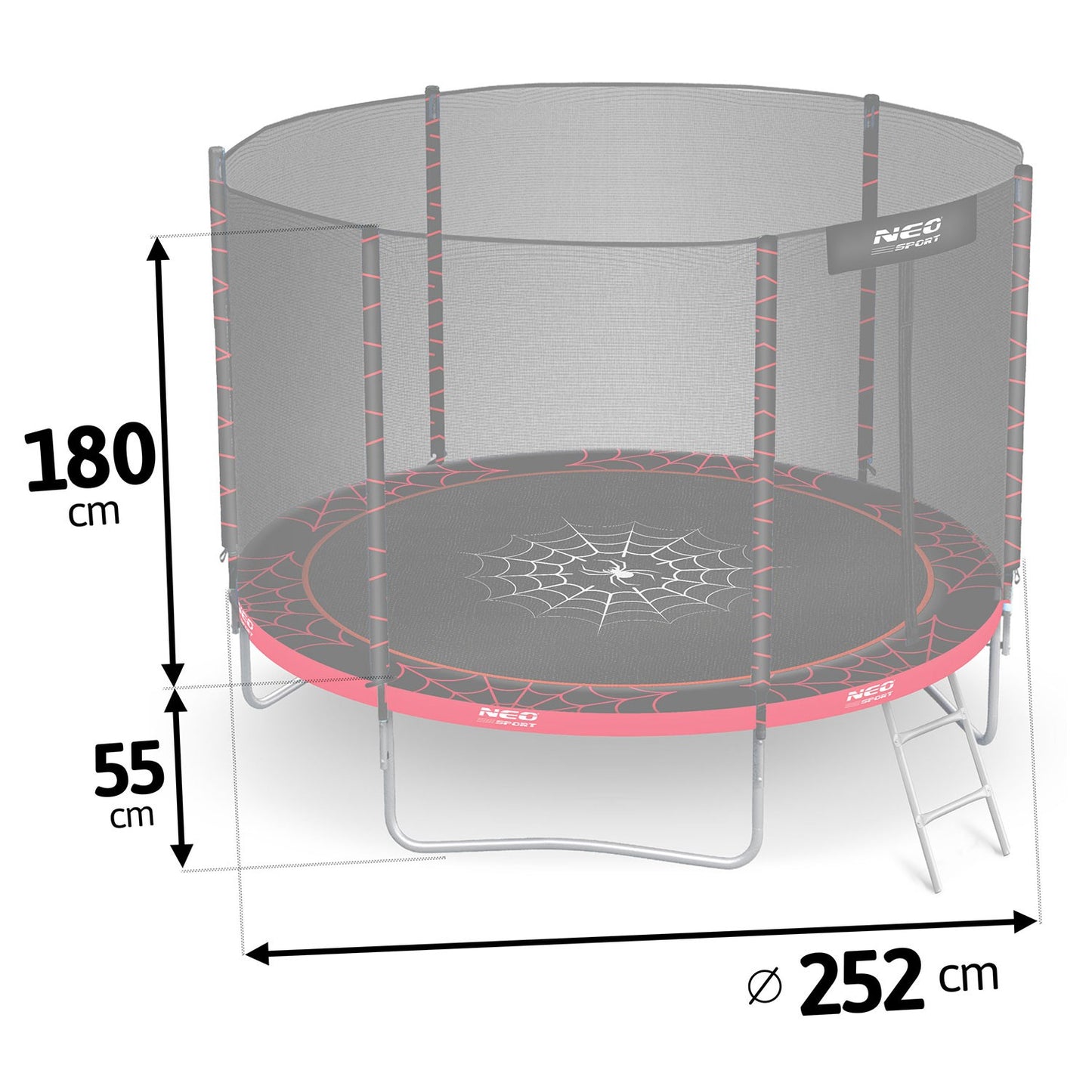 Garden Trampoline 8ft/252cm with Outdoor Net and Ladder Neo-Sport