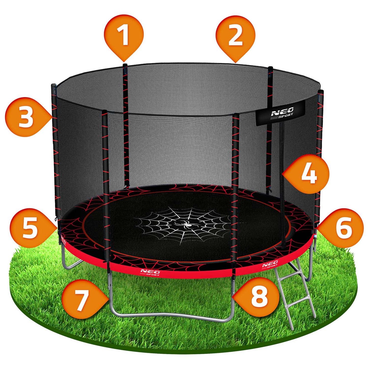 Garden Trampoline 8ft/252cm with Outdoor Net and Ladder Neo-Sport