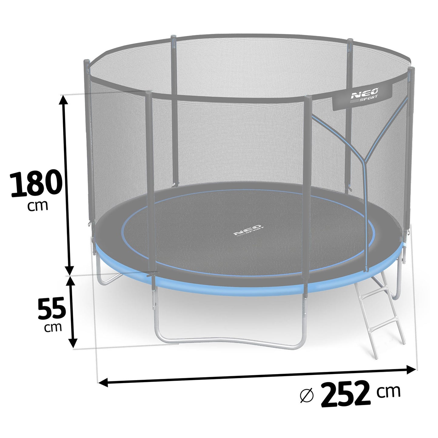 Garden Trampoline 8ft/252cm with Outdoor Net and Ladder Neo-Sport
