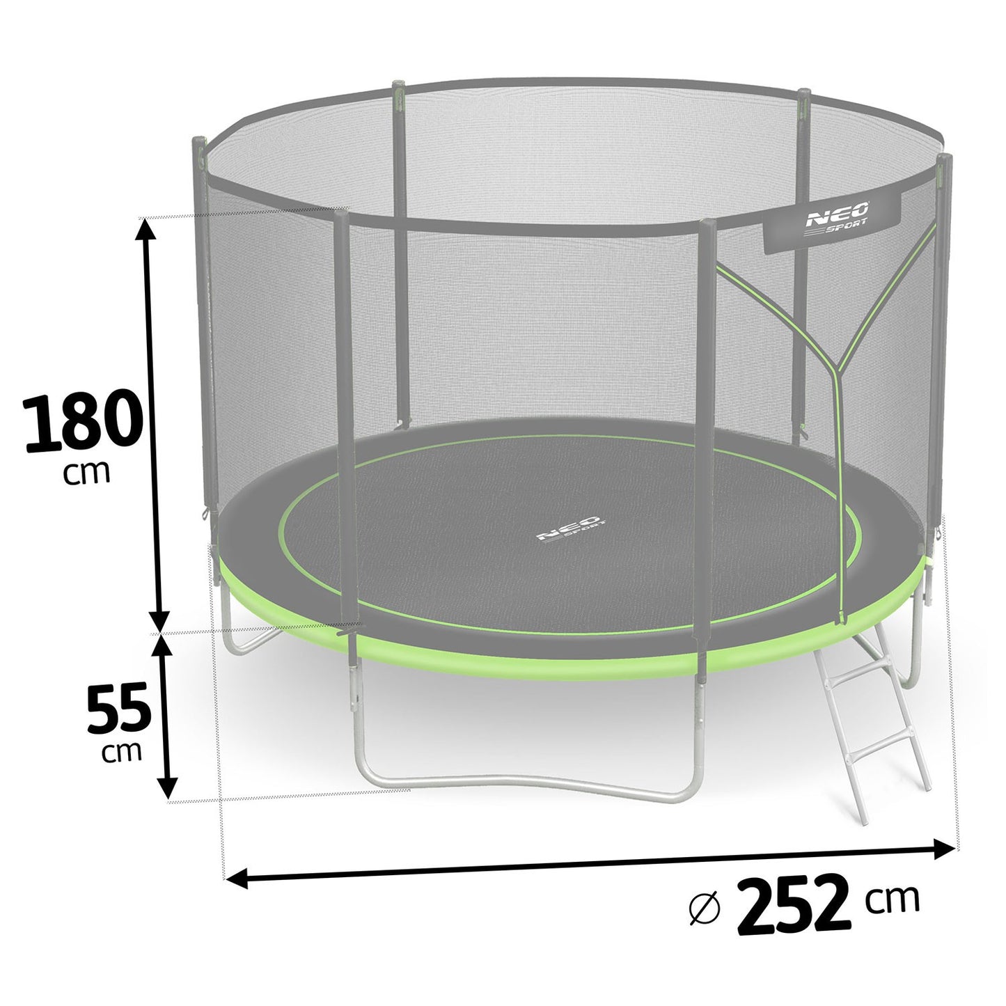 Garden Trampoline 8ft/252cm with Outdoor Net and Ladder Neo-Sport