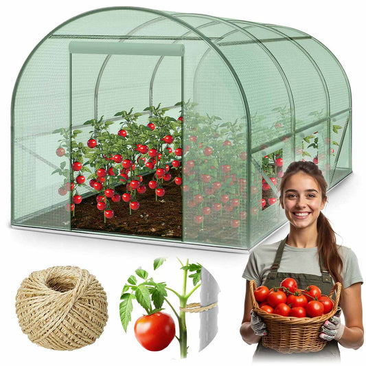 Garden Tunnel Greenhouse 3x2m, Steel Frame, 6 Windows