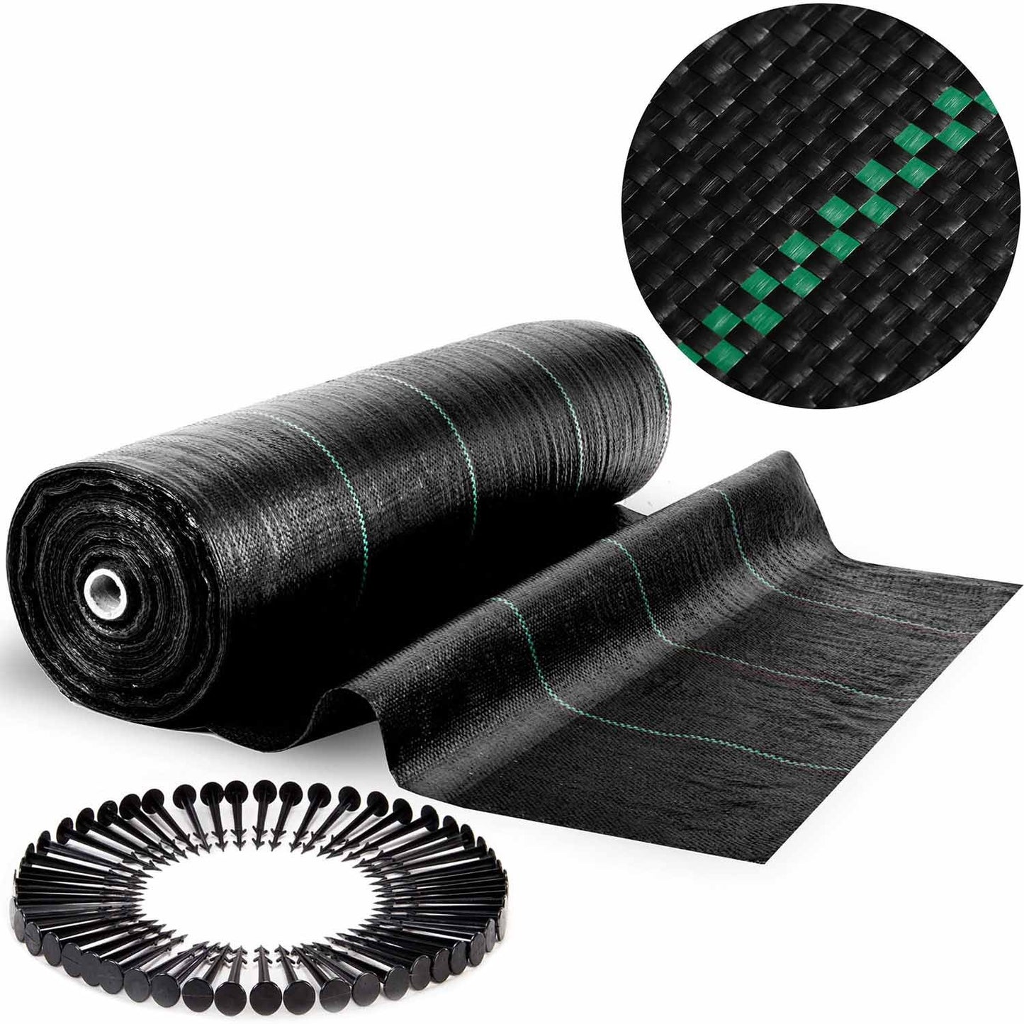 Garden agrotextile 1.6 m x 50 m 90 g/m2 + 50 Plonos pins - black